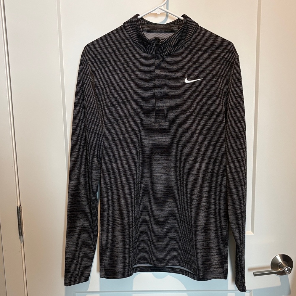Nike Black Heathered Quarter-Zip Pullover with White Swoosh